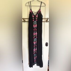 Forever 21 • Floral Black Maxi Dress with floral embroidery